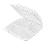 9" x 9" Mineral Filled PP Hinged Container, White, 3 compartment, - 120 pcs