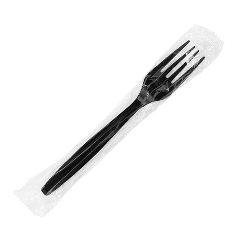 Plastic Heavy Weight Forks Wrapped, Black