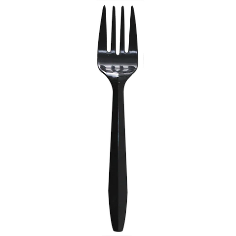Plastic Medium Weight Forks Bulk Box, Black