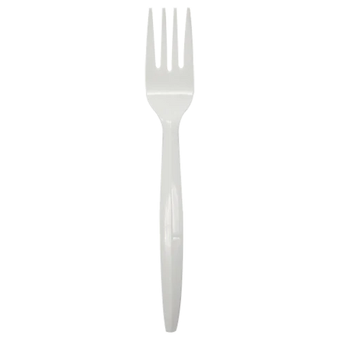 Plastic Medium-Heavy Weight Forks Bulk Box, White