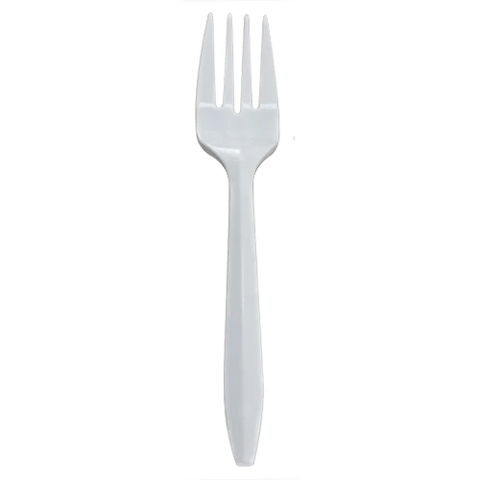 Plastic Medium Weight Forks, White
