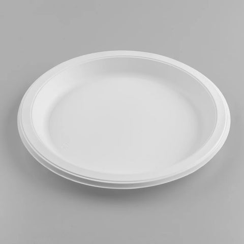 10.25" Mineral Filled PP Round Plates, White - 500 pcs