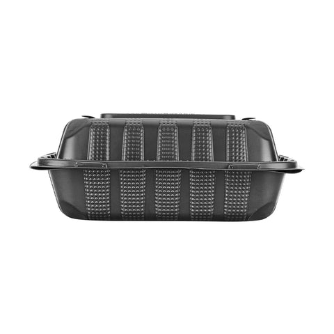 8" x 8" Mineral Filled PP Hinged Container, Black, 3 compartment - 200 pcs