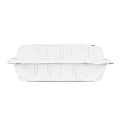 9" x 9" Mineral Filled PP Hinged Container, White, 3 compartment, - 120 pcs