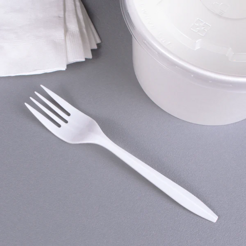 Plastic Medium Weight Forks, White