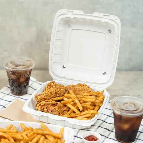 9" x 9" Mineral Filled PP Hinged Container, Black - 120 pcs