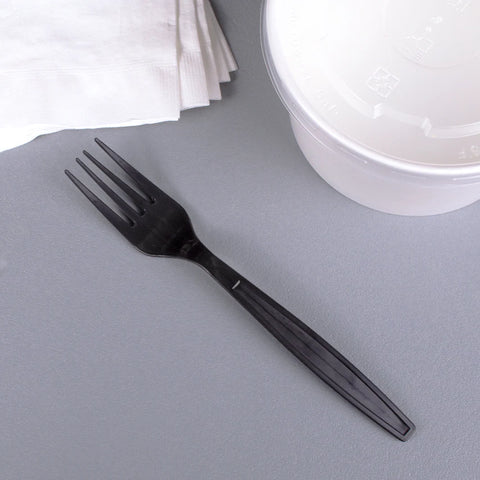Plastic Heavy Weight Forks Wrapped, Black