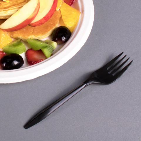 Plastic Medium Weight Forks Bulk Box, Black