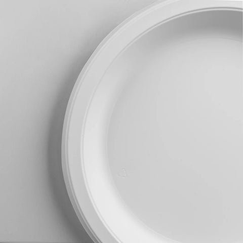 10.25" Mineral Filled PP Round Plates, White - 500 pcs