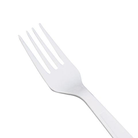 Plastic Heavy Weight Forks Wrapped, White