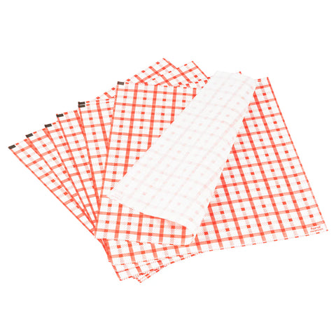 12" x 12" Grease Resistant Deli Wrap / Paper Liner Sheets, Shepherd's Check Red Pattern