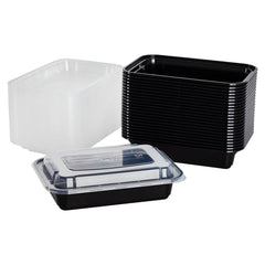 16 oz. Rectangular Black Containers with Lids