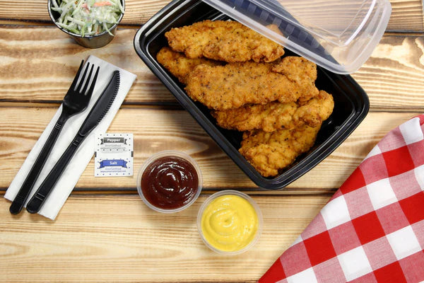 32 oz. Rectangular Black Containers with Lids