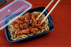 38 oz. Recangular Black Containers with Lids