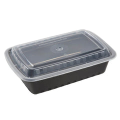 38 oz. Recangular Black Containers with Lids