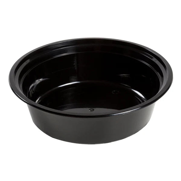 32 oz. Round Black Containers with Lids